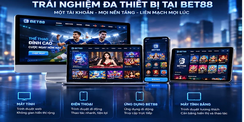 Trải nghiệm BET88 trên máy tính và thiết bị di động